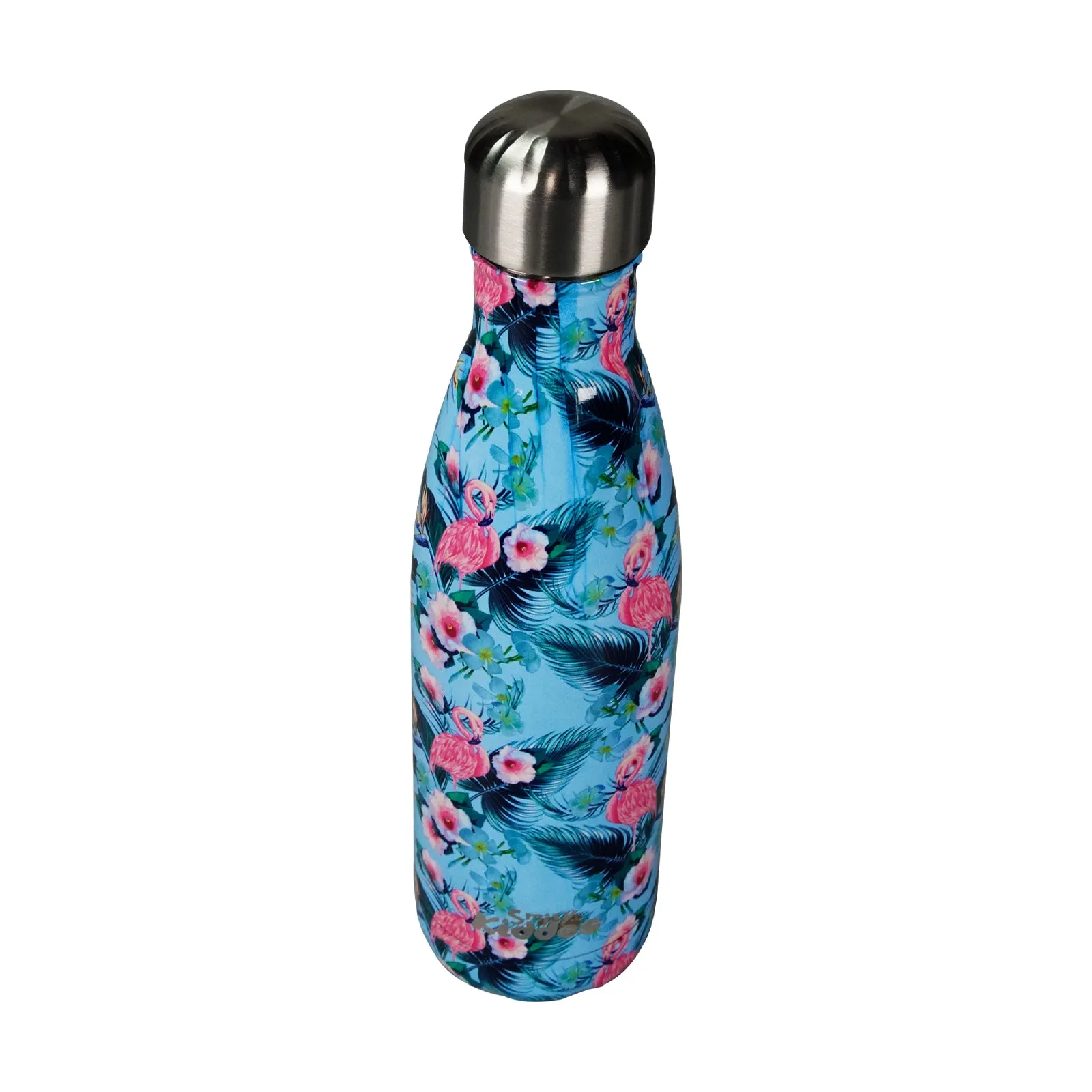 Smily Kiddos 500 ML Stainless Steel  Water Bottle Flamingo Theme Light Blue