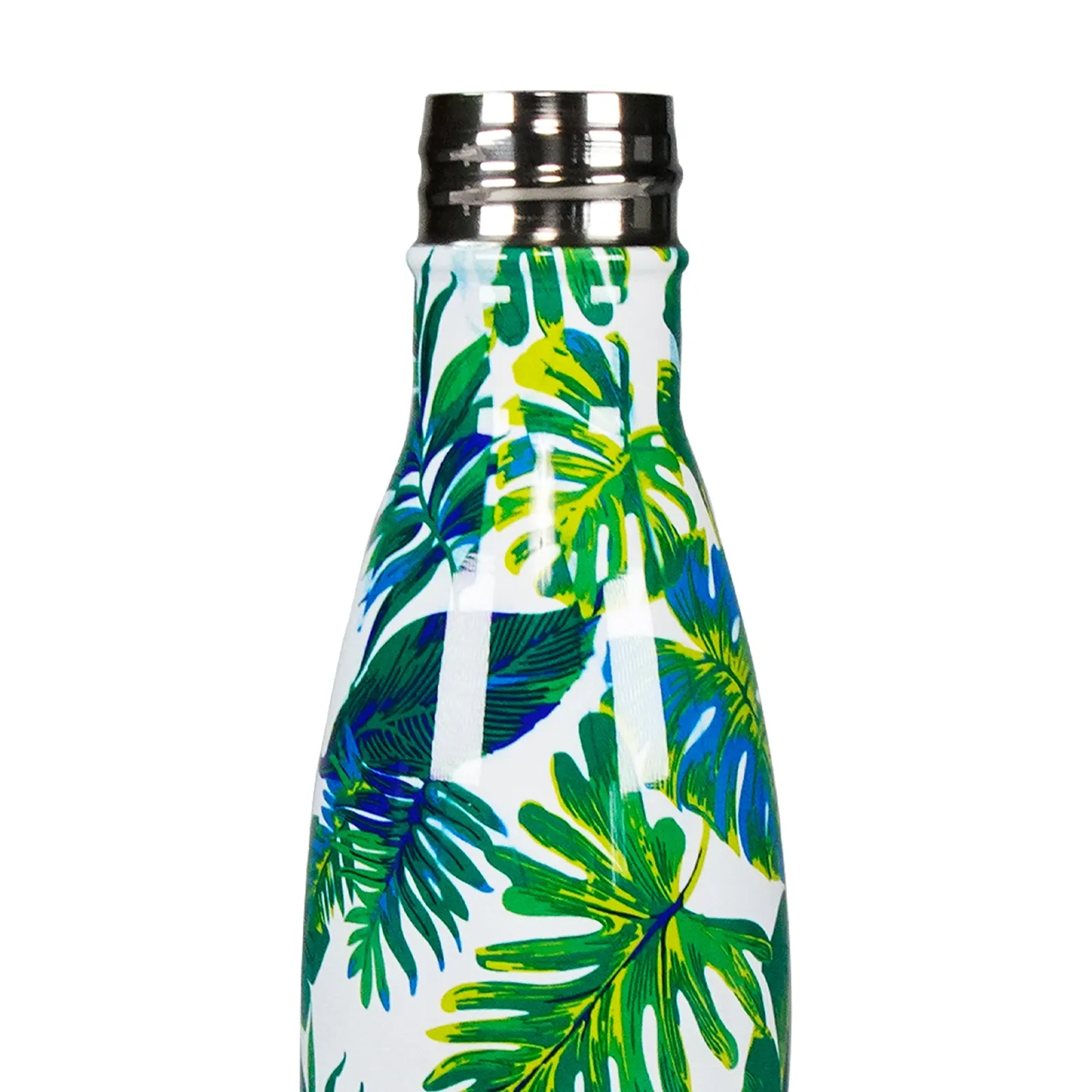 Smily Kiddos 500 ML Stainless Steel  Water Bottle Leaf Theme White Green