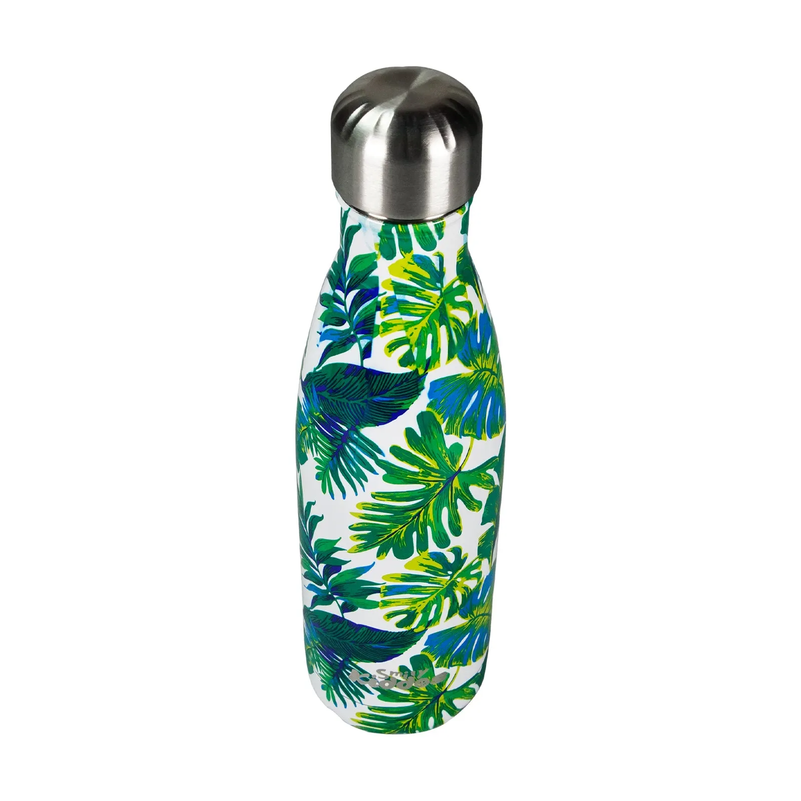 Smily Kiddos 500 ML Stainless Steel  Water Bottle Leaf Theme White Green