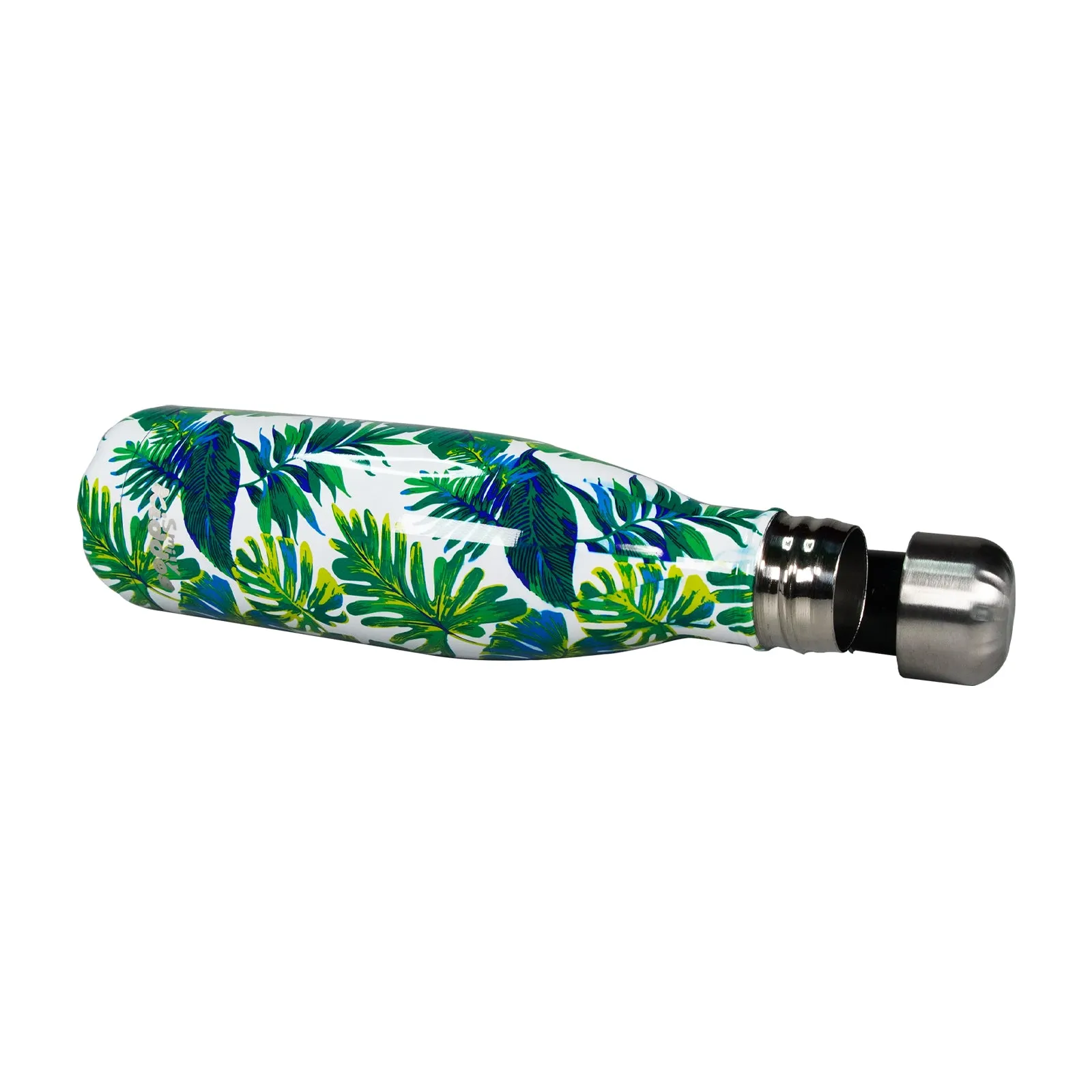 Smily Kiddos 500 ML Stainless Steel  Water Bottle Leaf Theme White Green