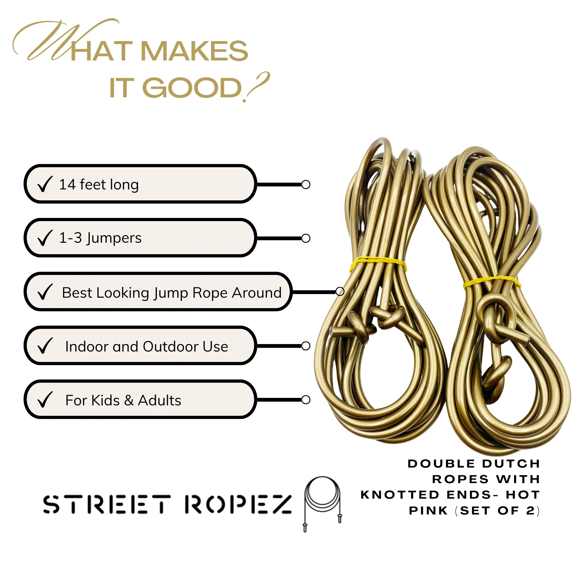 Street Ropez Double Dutch Ropes with Knotted Ends- Set of 2 Ropes