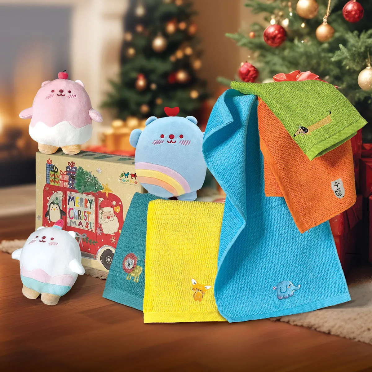 The Gang Snowball Jacquard Series Premium Bath Linen X'mas Gift Set, Sports Bath Towel With Polar Plush