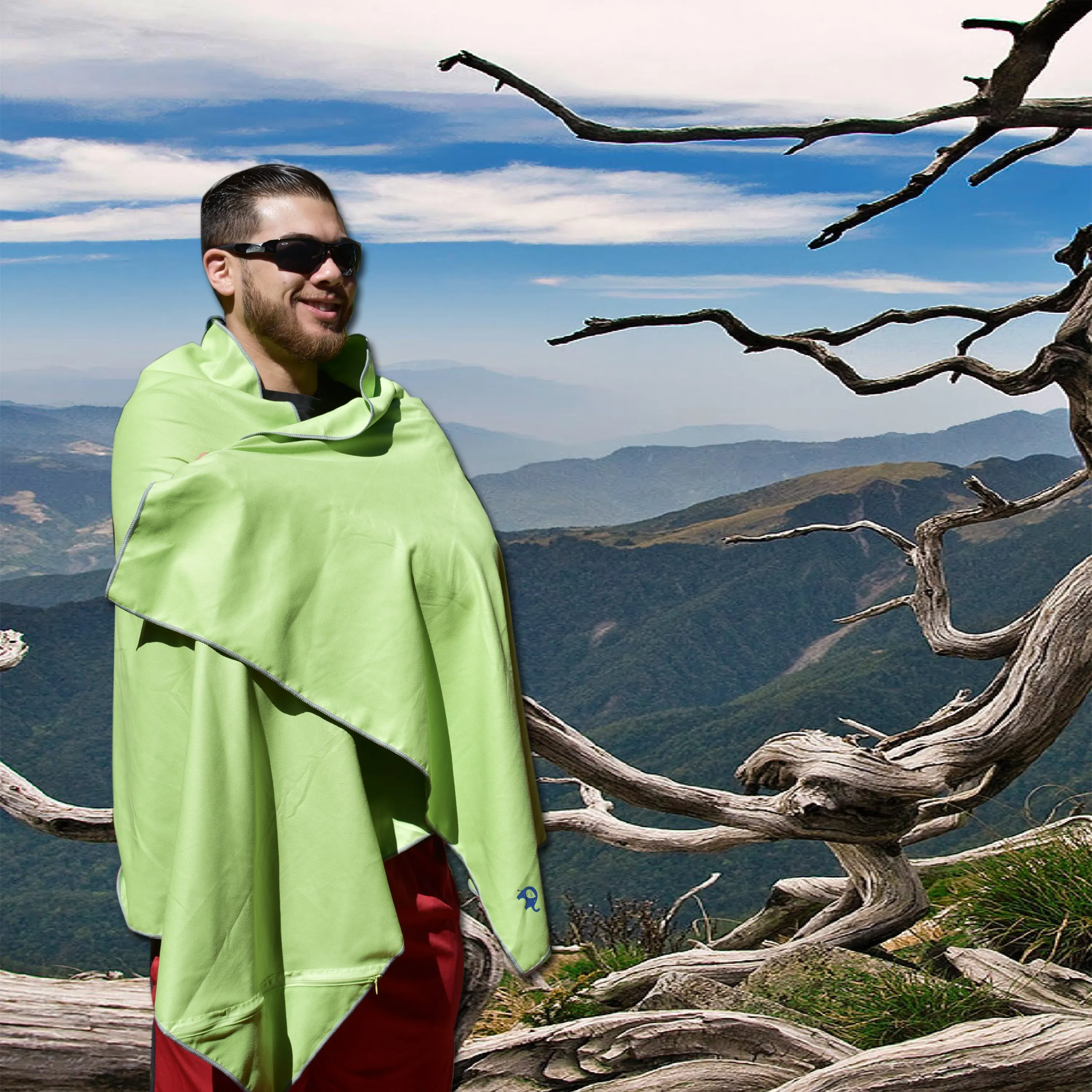 Travel Towel 2 Pack GREEN 71x31  31x16 inch
